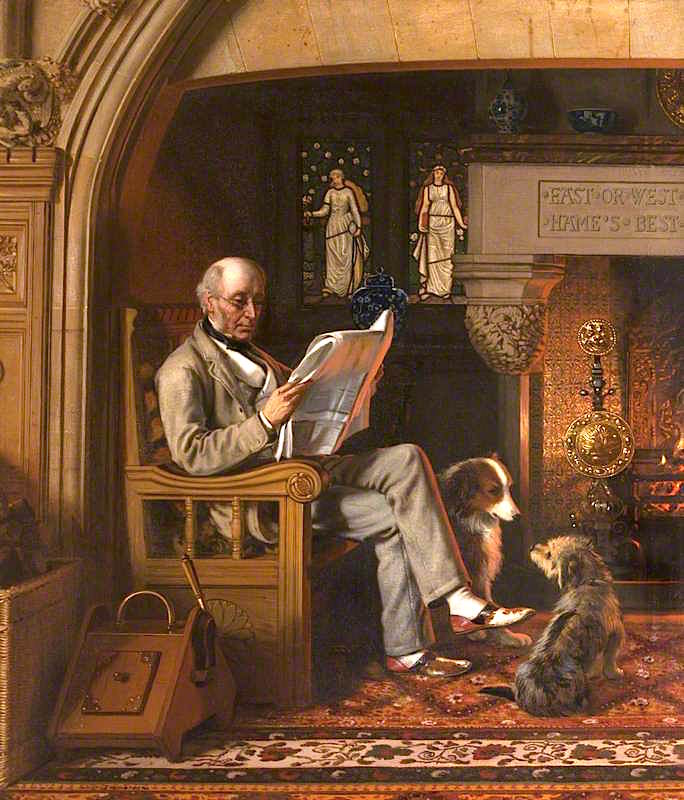 Sir William George Armstrong, 1st Baron Armstrong of Cragside, in the Inglenook at Cragside, vintage artwork by Henry Hetherington Emmerson, 12x8" (A4) Poster
