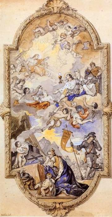 Apotheosis of St Louis, vintage artwork by Charles-Joseph Natoire, 12x8" (A4) Poster