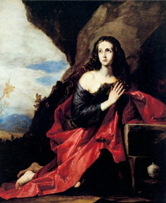 Saint Mary Magdalene in the Desert, vintage artwork by Jusepe de Ribera, 12x8" (A4) Poster