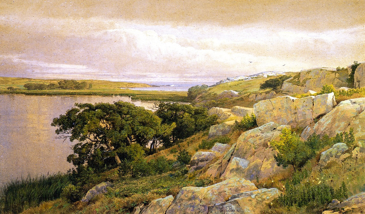 Cliffs Overlooking Bay, vintage artwork by William Trost Richards, 12x8" (A4) Poster