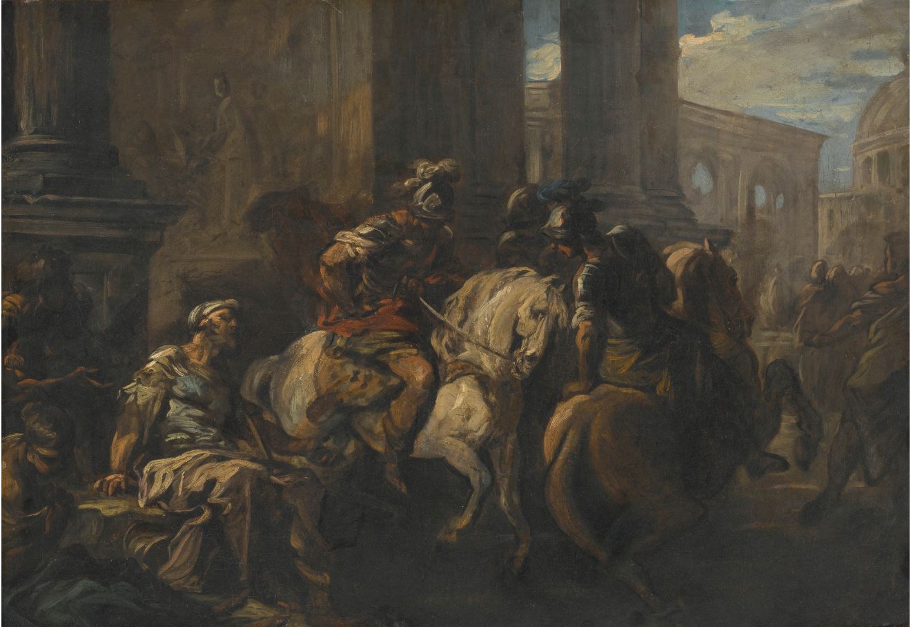 Belisarius Begging at the Gates of Rome, vintage artwork by Carle van Loo, 12x8" (A4) Poster