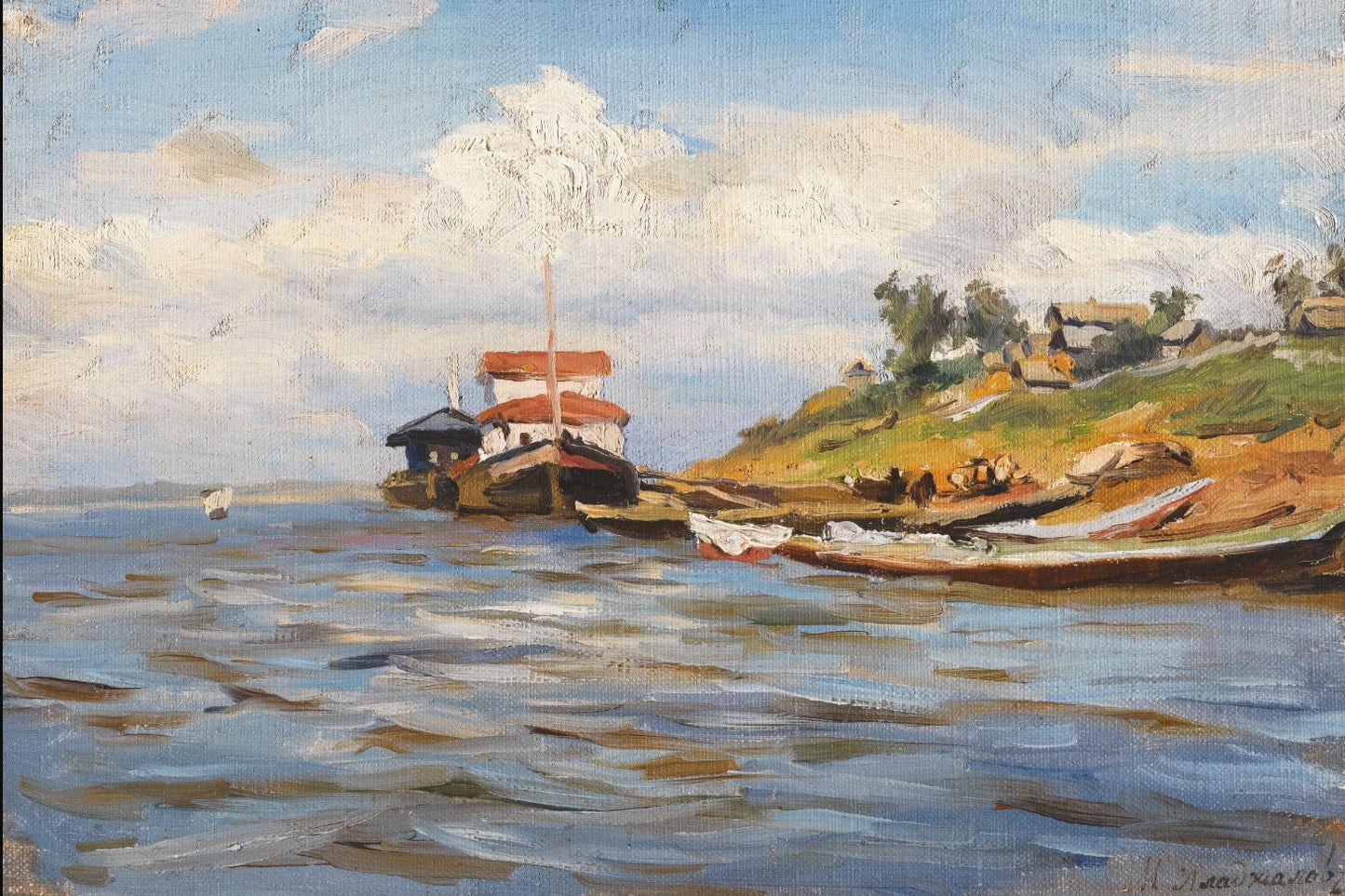 Sunny Day on the Volga by Manuil Aladzhalov,A3(16x12")Poster