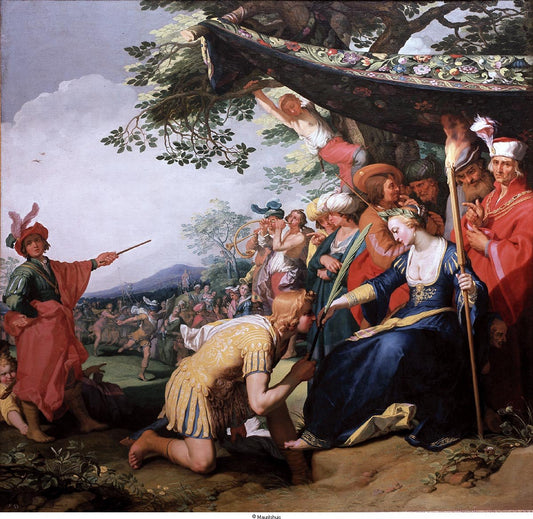 Theagenes receiving the palm of honour from Chariclea, vintage artwork by Abraham Bloemaert, 12x8" (A4) Poster