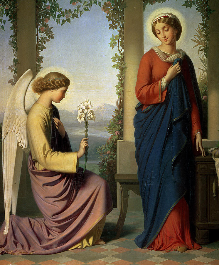 The Angelic Salutation, vintage artwork by Eugène-Emmanuel Amaury-Duval, A3 (16x12") Poster Print