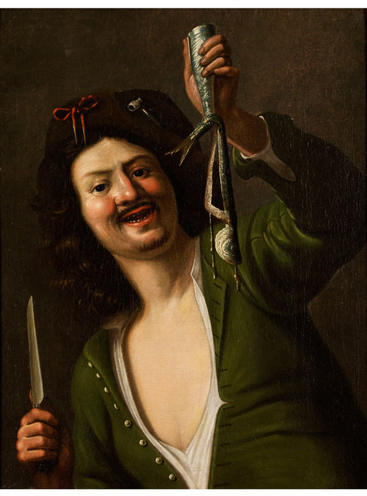 Der Matjesesser, vintage artwork by Christiaen van Couwenbergh, 12x8" (A4) Poster