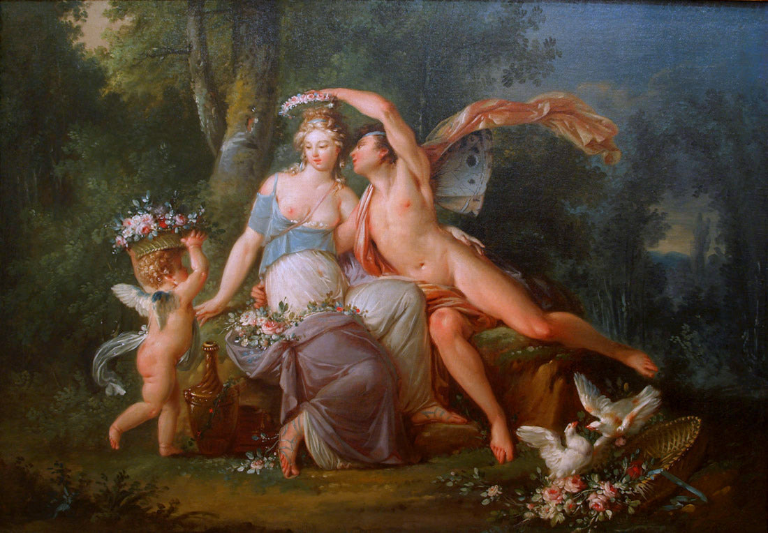 The Triumph of Zephyr and Flora, vintage artwork by Jean-Frederic Schall, 12x8" (A4) Poster
