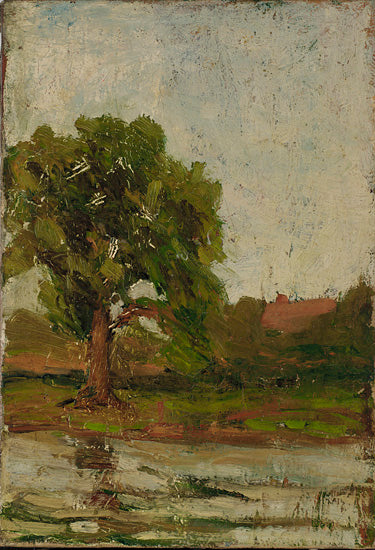 Landscape with Tree, Building, and Water, vintage artwork by Thomas P. Anshutz, 12x8" (A4) Poster