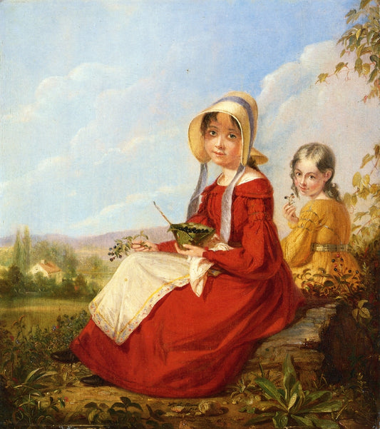 The Blackberry Girls, vintage artwork by William Sidney Mount, A3 (16x12") Poster Print