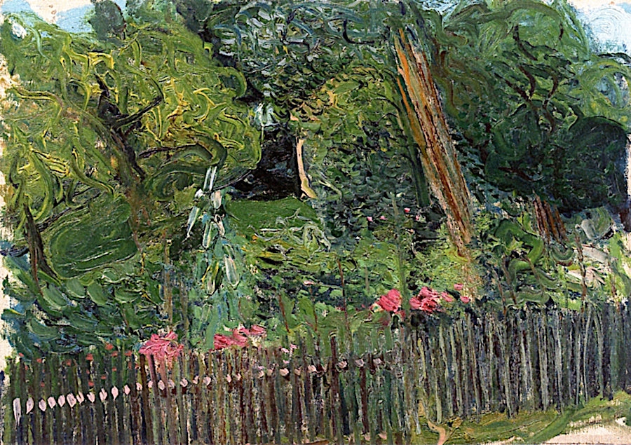 Country Garden with Fence, vintage artwork by Richard Gerstl, 12x8" (A4) Poster