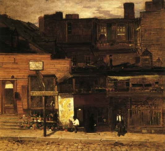 Duane Street, New York, vintage artwork by Louis Comfort Tiffany, 12x8" (A4) Poster