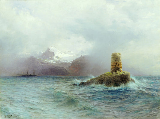Lofoten Islands, Norway, vintage artwork by Lev Lagorio, 12x8" (A4) Poster