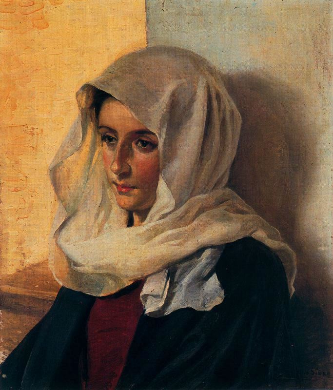 Portrait of  María Lozano Sidro, vintage artwork by Adolfo Lozano Sidro, 12x8" (A4) Poster