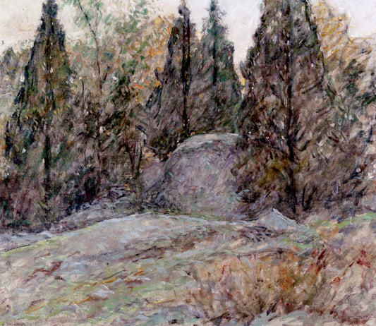 Red Cedars and Rocks, vintage artwork by Robert Lewis Reid, 12x8" (A4) Poster