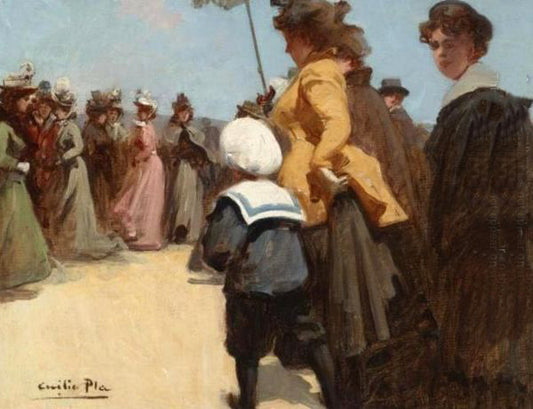 Escena estival, vintage artwork by Cecilio Pla y Gallardo, 12x8" (A4) Poster