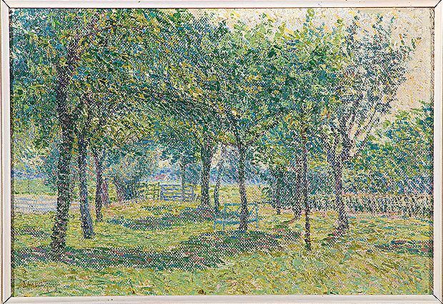 Orchard in Summer, vintage artwork by Jenny Montigny, 12x8" (A4) Poster