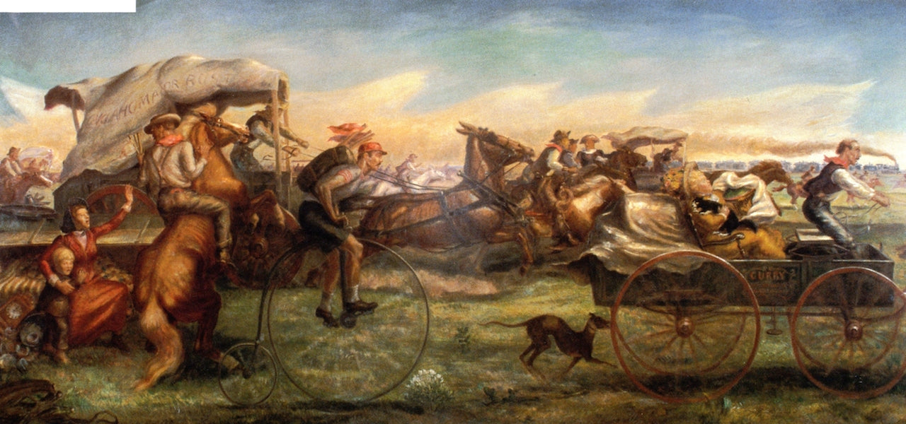 The Oklahoma Land Rush by John Steuart Curry,16x12(A3) Poster