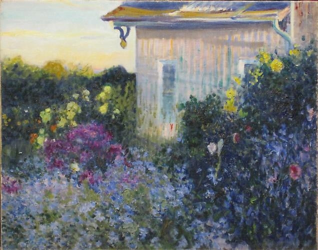 The Hydrangea House, vintage artwork by Robert Vonnoh, 12x8" (A4) Poster