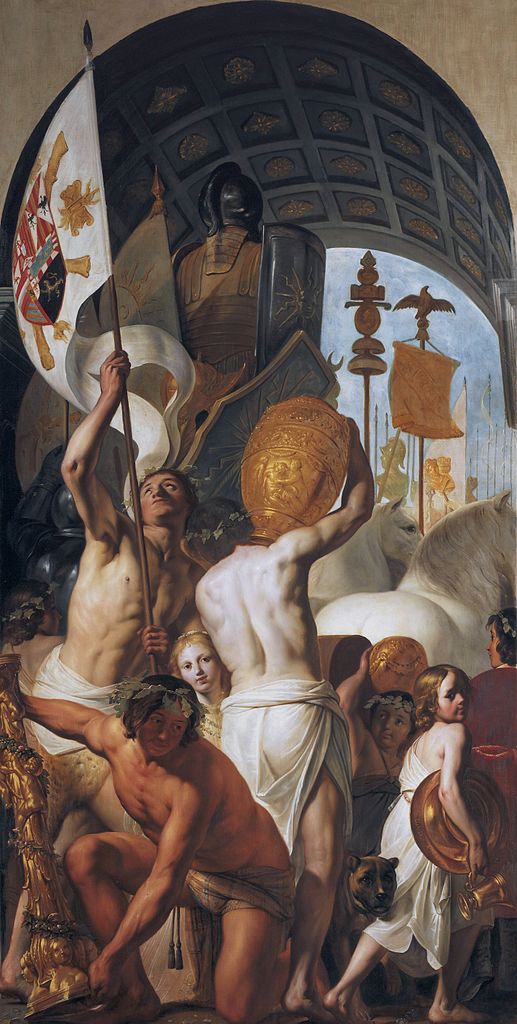 Part of the Triumphal Procession, with Standard-Bearers and Spoils of War, vintage artwork by Pieter Fransz. de Grebber, 12x8" (A4) Poster