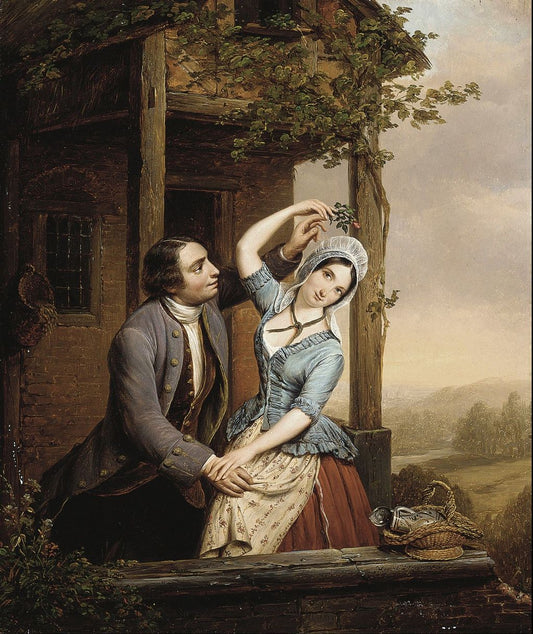 A Flirtatious Couple, vintage artwork by Jean Henri de Coene, A3 (16x12") Poster Print