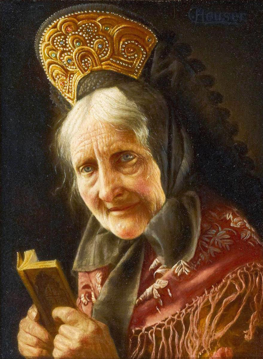 Old Lady with Prayer Book by Christian Heuser,A3(16x12")Poster