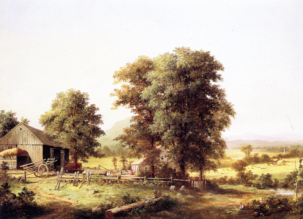 Summer Farm Scene, vintage artwork by George Henry Durrie, A3 (16x12") Poster Print