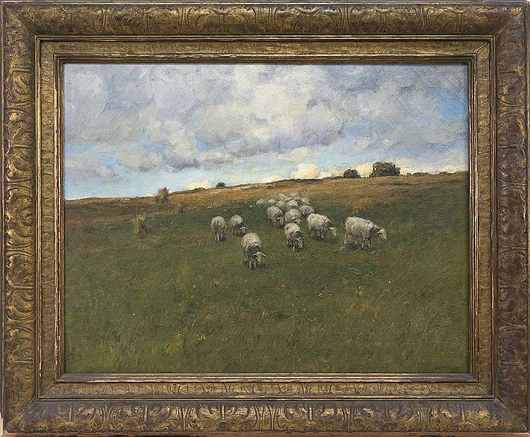 Hill Pasture, vintage artwork by Charles Paul Gruppe, 12x8" (A4) Poster