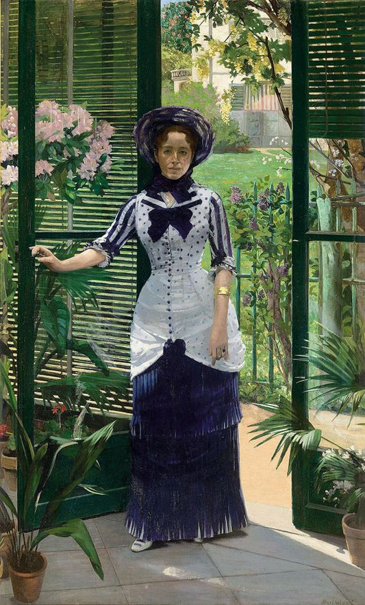 In the Conservatory, vintage artwork by Albert Bartholome, 12x8" (A4) Poster