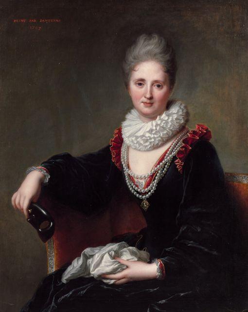 Portrait of Madame Pelletier des Forts, vintage artwork by Jean-Baptiste Santerre, 12x8" (A4) Poster