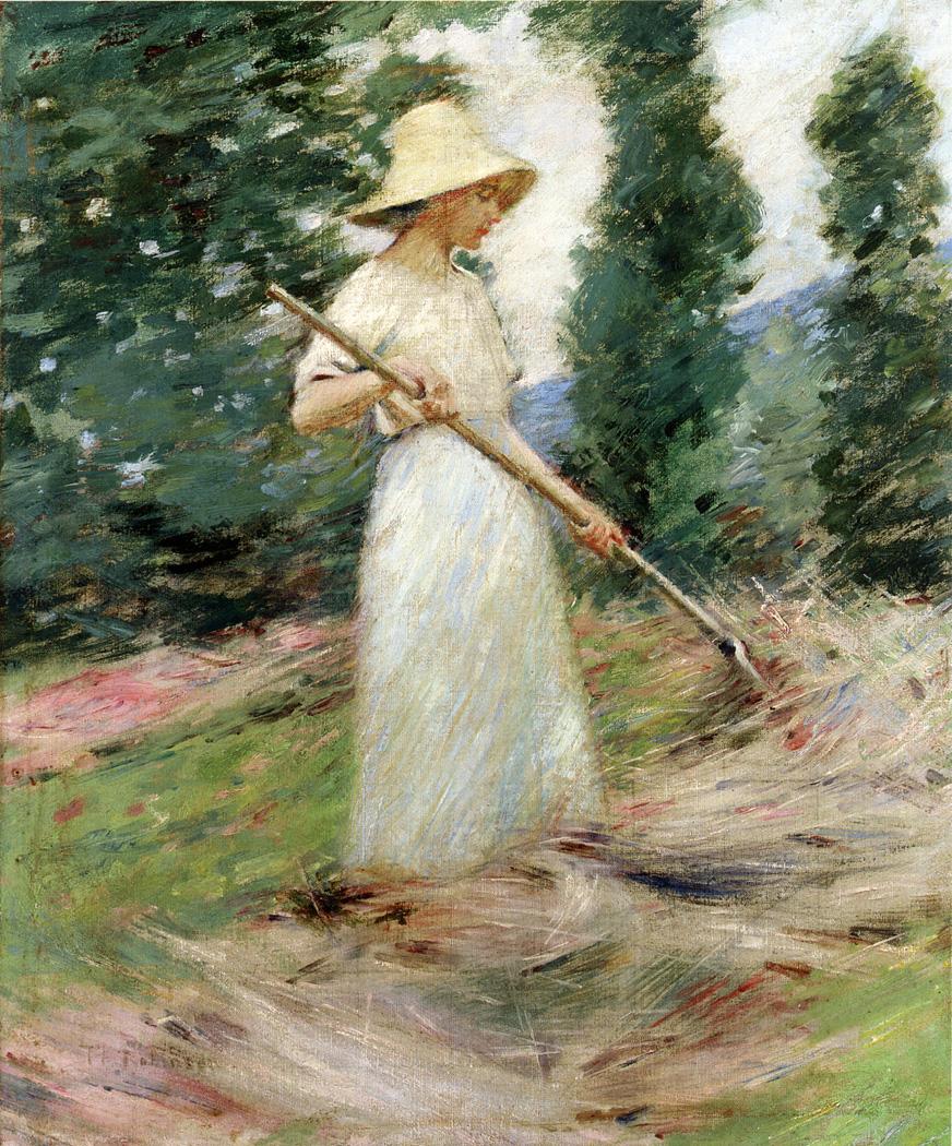 Girl Raking Hay by Theodore Robinson,A3(16x12")Poster