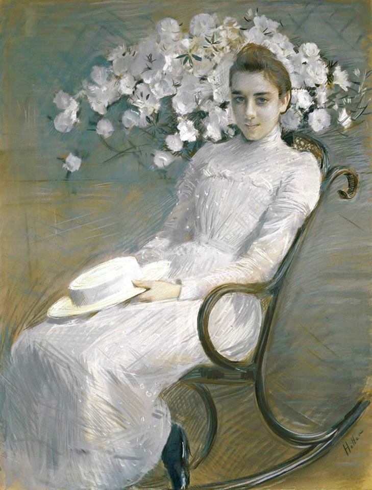 Young girl in white by Paul Cesar Helleu,A3(16x12")Poster