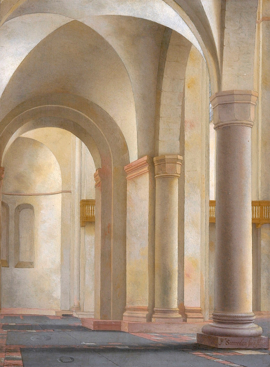 Interior of the Mariakerk, Utrecht, vintage artwork by Pieter Saenredam, 12x8" (A4) Poster