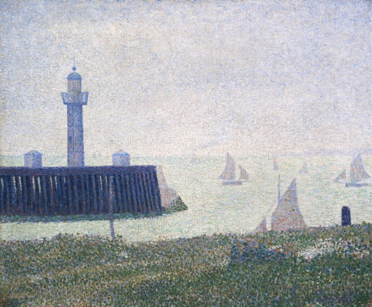 Bout de la jetee à Honfleur (Harbour Entrance at Honfleur), vintage artwork by Georges Seurat, 12x8" (A4) Poster