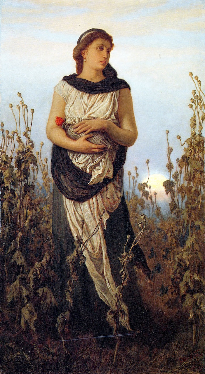 Girl with Poppies, vintage artwork by Elihu Vedder, 12x8" (A4) Poster