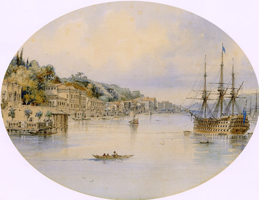 Büyükdere, Constantinople, vintage artwork by Count Amadeo Preziosi, A3 (16x12") Poster Print