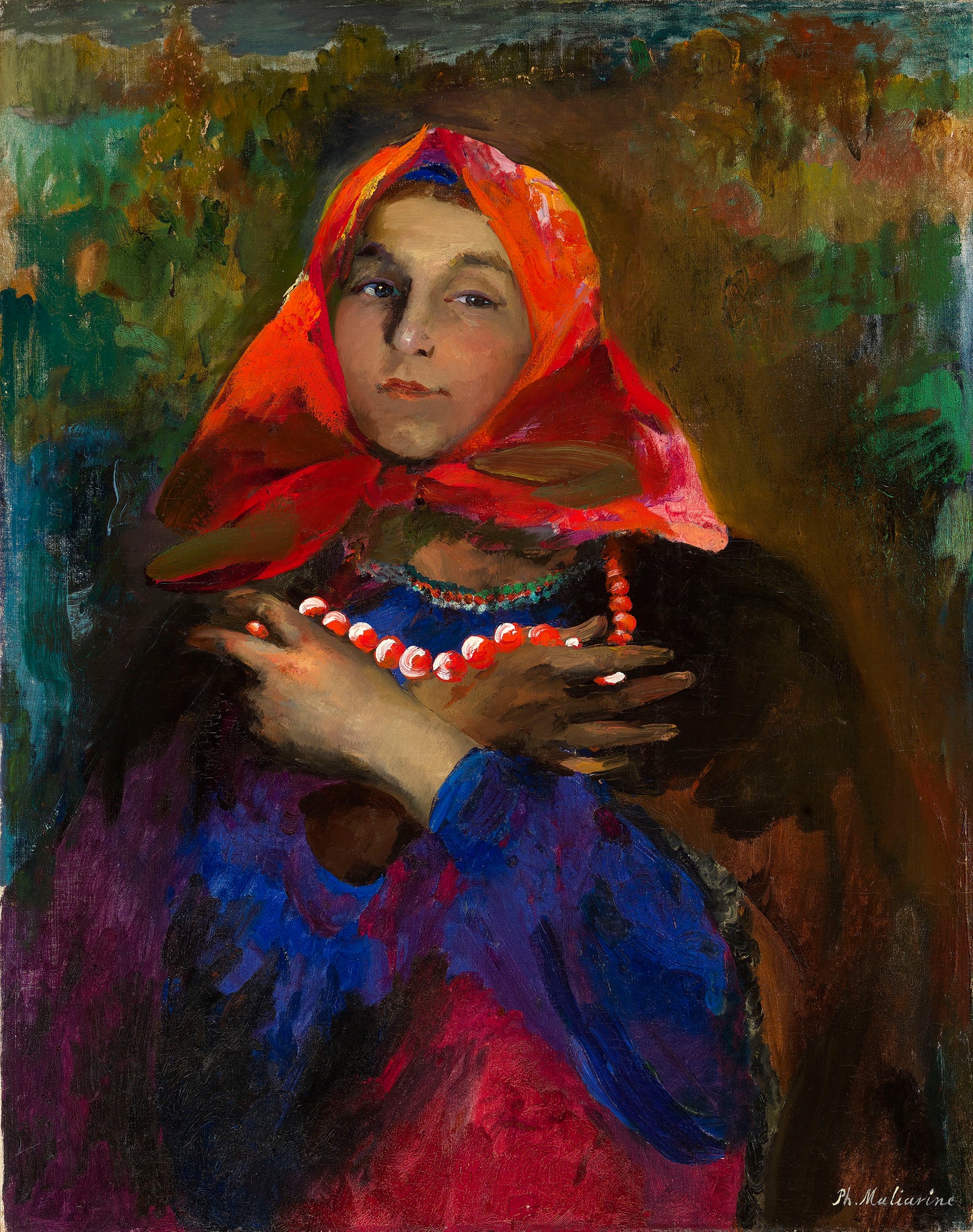 sian Maiden in a Red Headscarf by Filipp Andreevich Maliavin,A3(16x12")Poster