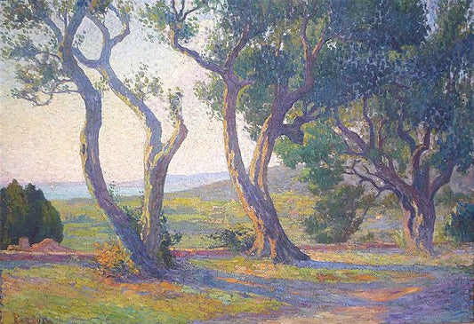 Olive Trees in the Morning, vintage artwork by Henri Person, 12x8" (A4) Poster