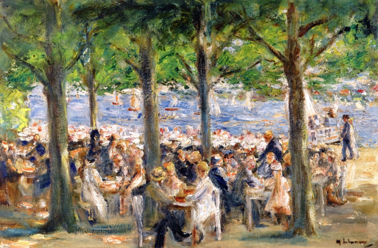 Beer Garden near the Havel under Trees, vintage artwork by Max Liebermann, 12x8" (A4) Poster