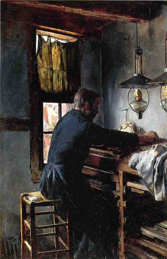 A Dutch Type Setter, vintage artwork by Charles Frederic Ulrich, 12x8" (A4) Poster