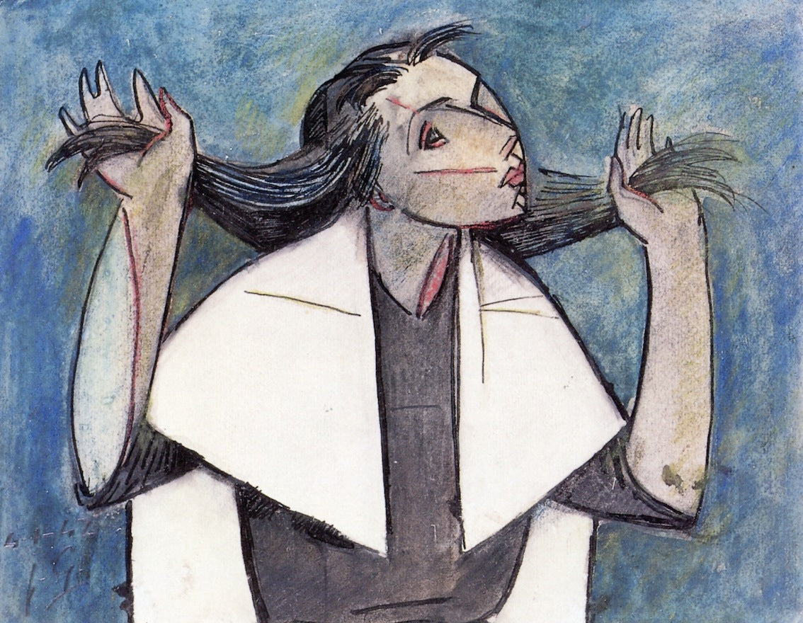 Long Pony Tails, vintage artwork by Julio González, 12x8" (A4) Poster