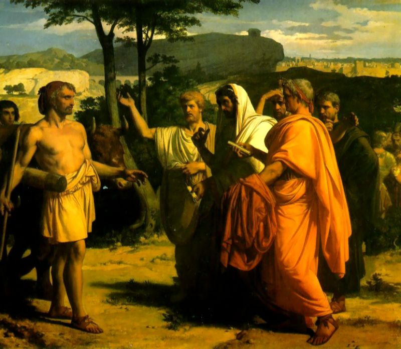 Cincinnatus Receiving Deputies of the Senate, vintage artwork by Alexandre Cabanel, 12x8" (A4) Poster