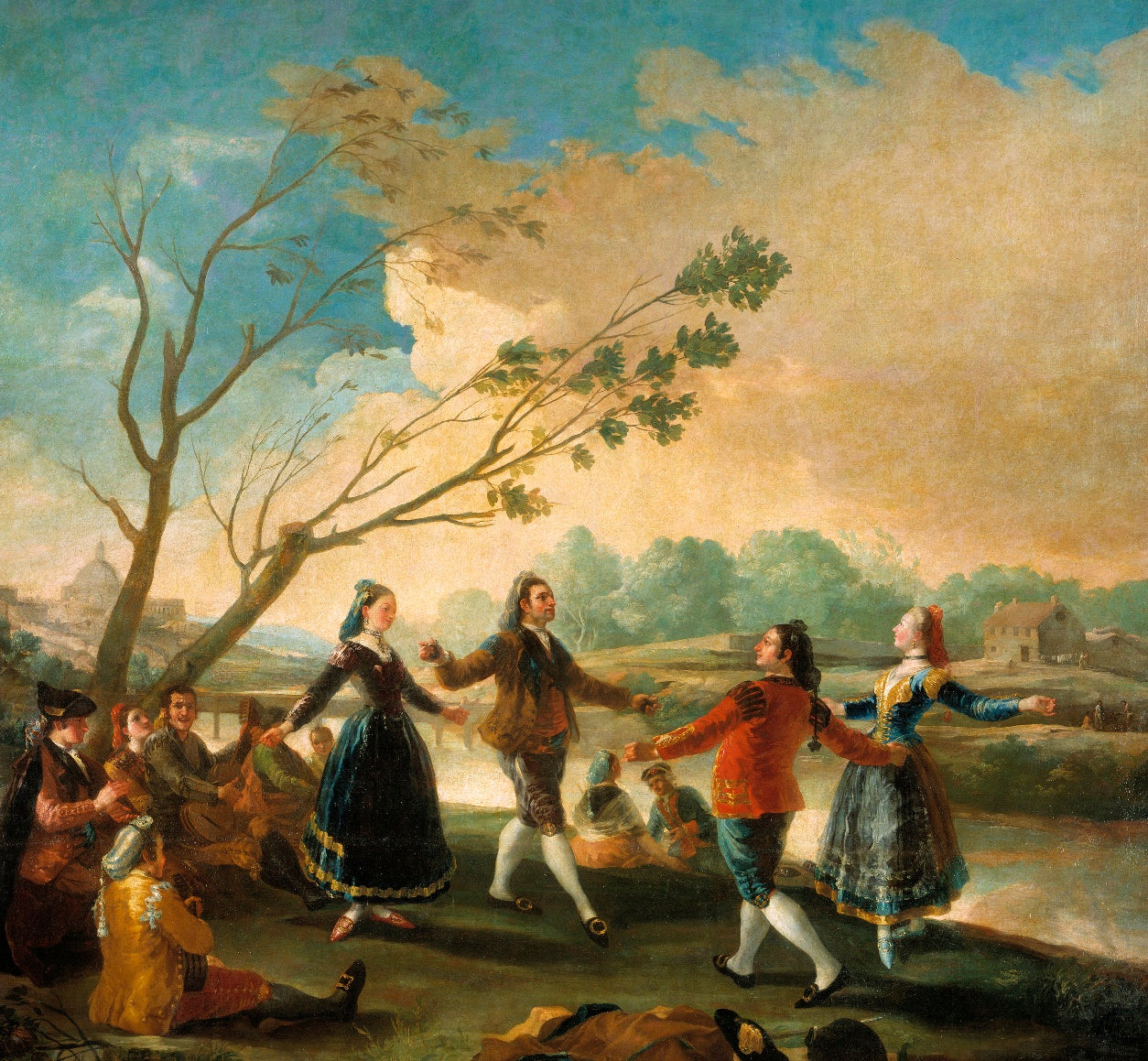 Dancing on the Banks of the Manzanares, vintage artwork by Francisco de Goya y Lucientes, 12x8" (A4) Poster