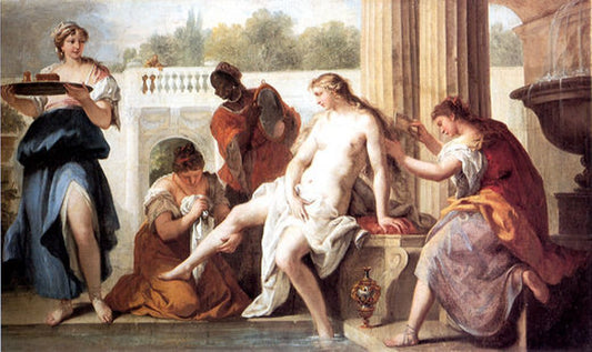 Bathsheba in her Bath, vintage artwork by Sebastiano Ricci, 12x8" (A4) Poster