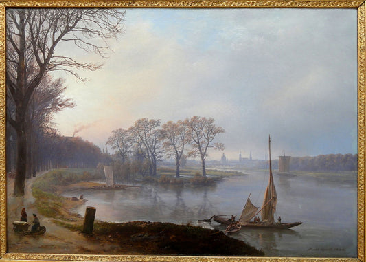 Prospect of Dresden Seen from Pieschen, March Haze, vintage artwork by Johan Christian Claussen Dahl, A3 (16x12") Poster Print