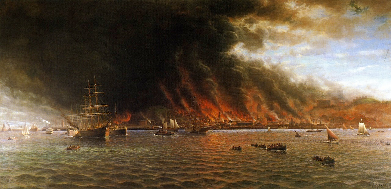 San Francisco Fire, vintage artwork by William Coulter, 12x8" (A4) Poster