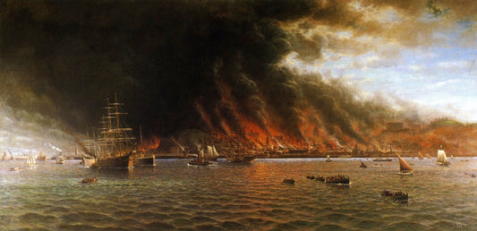 San Francisco Fire, vintage artwork by William Coulter, 12x8" (A4) Poster