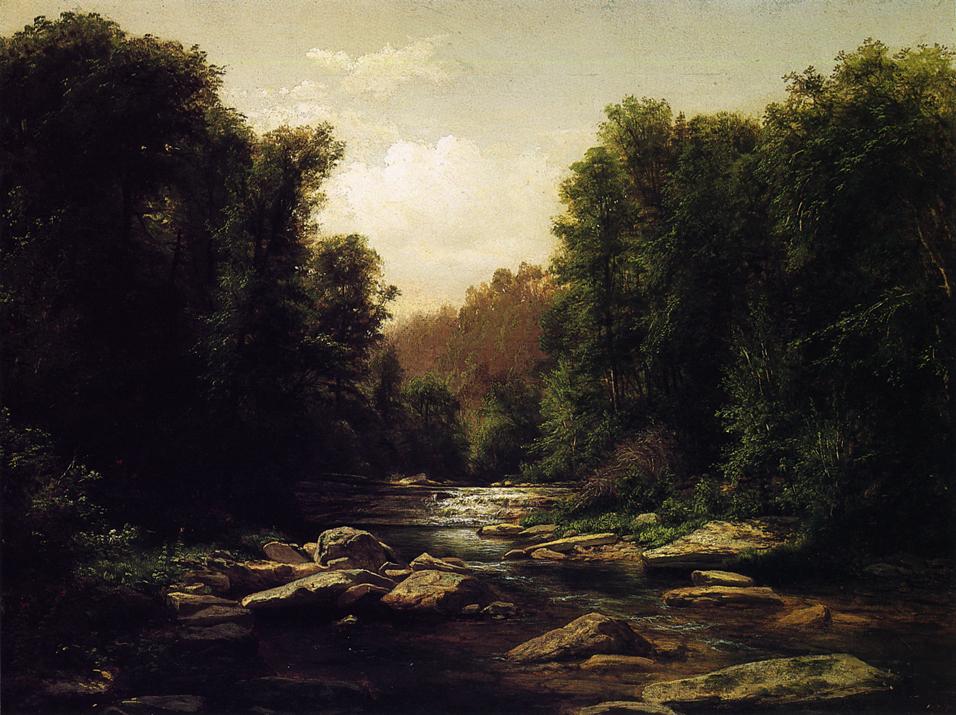 Pennsylvania Mounain Stream, vintage artwork by George Hetzel, 12x8" (A4) Poster