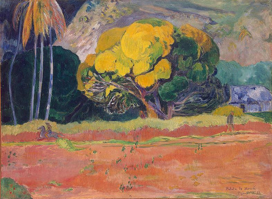 At the Foot of the Mountain, vintage artwork by Paul Gauguin, 12x8" (A4) Poster
