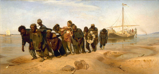Barge Haulers on the Volga, vintage artwork by Ilia Efimovich Repin, 12x8" (A4) Poster