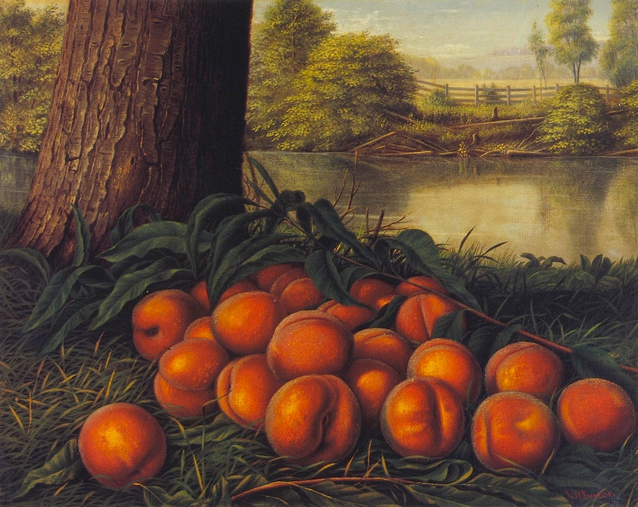 Peaches in a Landscape by Levi Wells Prentice,A3(16x12")Poster