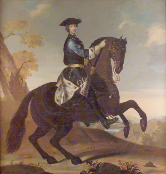 Karl XII on Horseback, vintage artwork by David von Krafft, 12x8" (A4) Poster